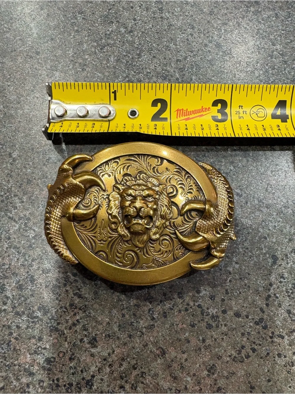 Ornate Lion vintage belt buckle